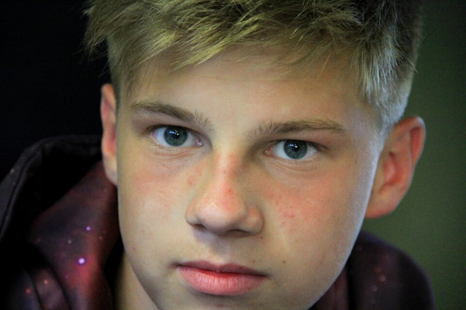 Close up teen attention
