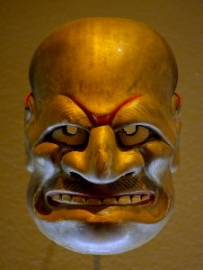 O-tobide noh mask, Japan, Edo period, probably 18th to 19th century, caved wood, lacquer - Montreal Museum of Fine Arts - Montreal, Canada - DSC09543