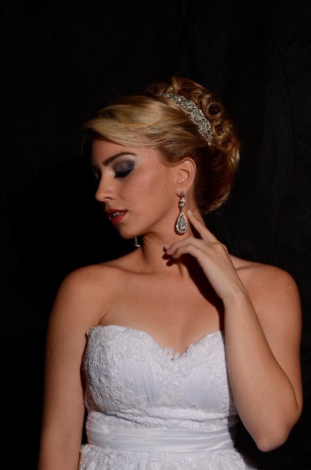 Young woman white dress