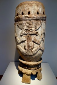 Osugbo (Ogboni) Elders' Society Drum, Nigeria, Yoruba people, early to mid 20th century, wood - Chazen Museum of Art - DSC01734
