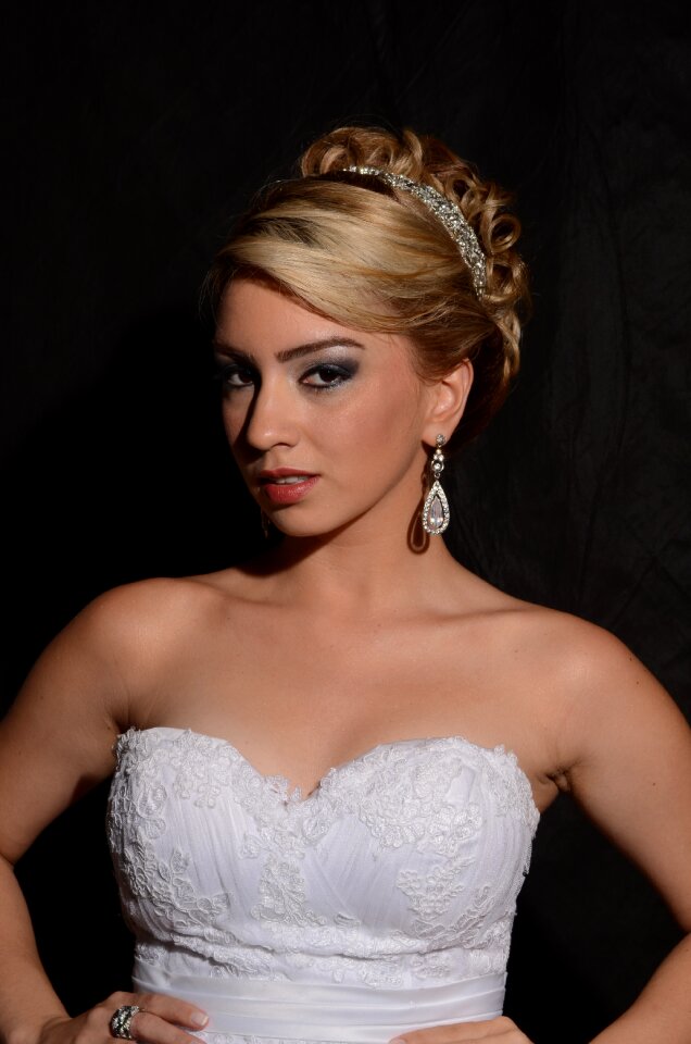 Young woman white dress