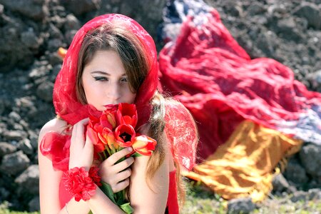 Blue eyes tulips seductive