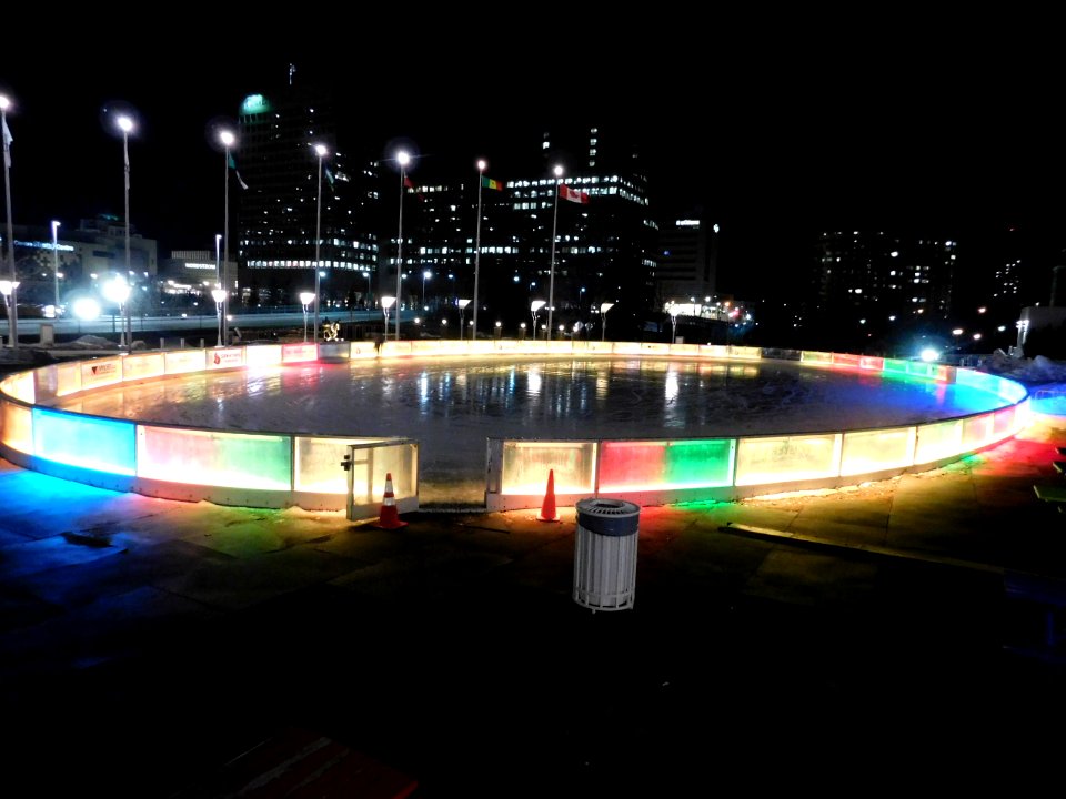 Ottawa City Hall Marion Dewer Plaza Rink of Dreams by night 0445