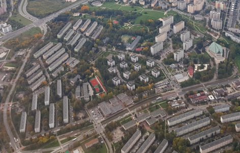 Osiedle Tysiąclecia w Krakowie z lotu ptaka