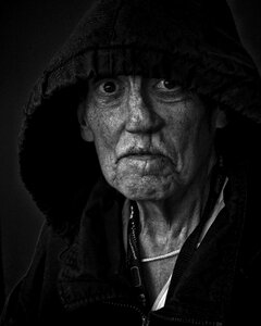 Poverty elderly b w photo
