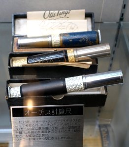 Otis King cylindrical slide rules, view 1 - Ridai Museum of Modern Science, Tokyo - DSC07491