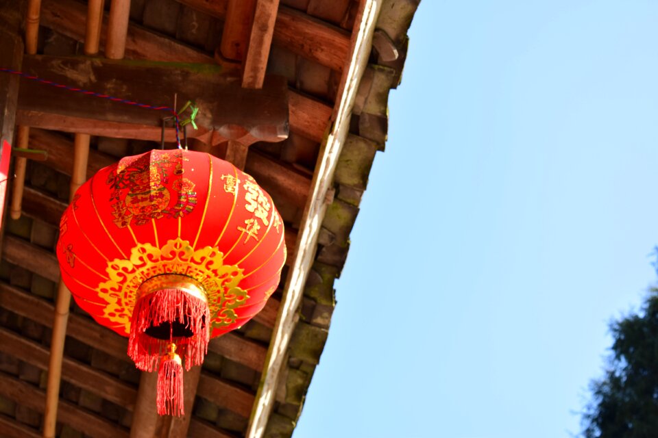 Lantern housing blue sky