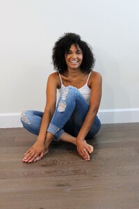 Happy lady smile natural hair