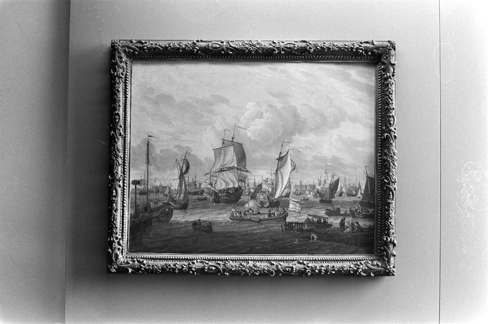 Opdracht Art-Magazine, schilderij "Gezicht vanaf Tolhuis op het IJ" van Storok, Bestanddeelnr 931-3396