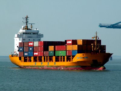 OPDR Cartagena approaching locks at Port of Antwerp 30-Aug-2005
