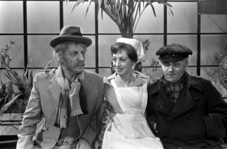 Opa's Leen Jongewaard (rechts) en Wim Sonneveld, met Hetty Blok (zuster Klivia), Bestanddeelnr 921-0193