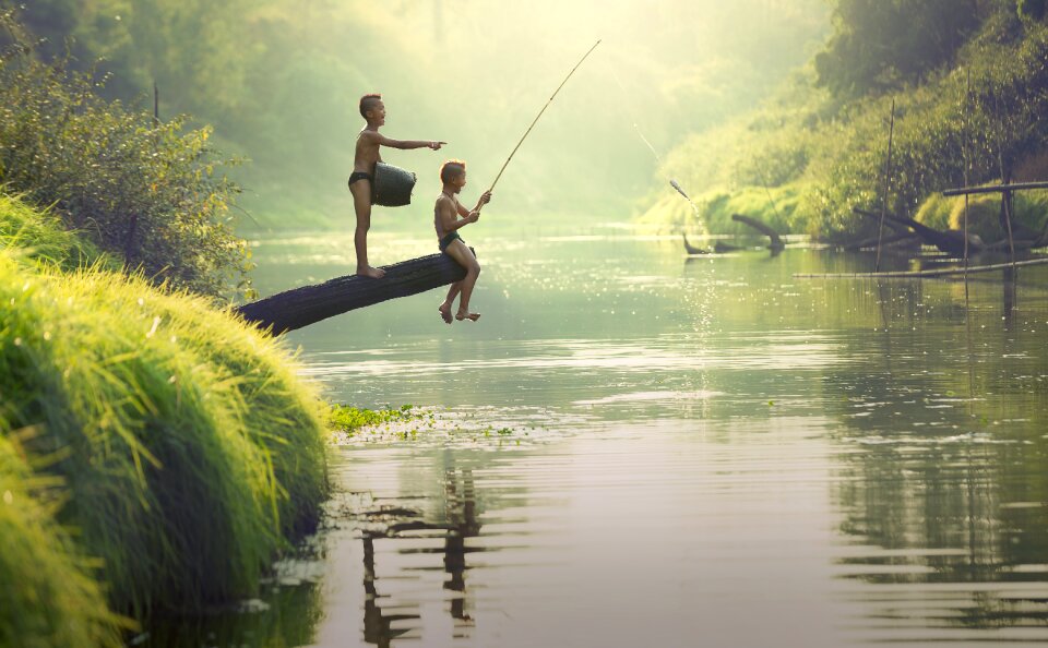 Cambodia fisherman fishing