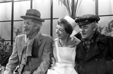 Opa's Leen Jongewaard (rechts) en Wim Sonneveld, met Hetty Blok (zuster Klivia), Bestanddeelnr 921-0194