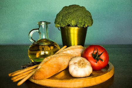 Garlic oil vegetables photo
