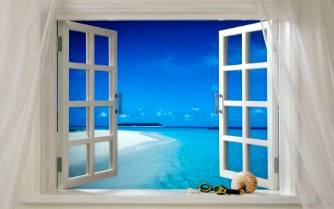 Sea beach curtains photo