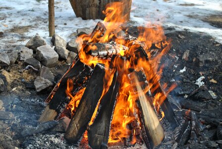 Bonfire coals burns photo