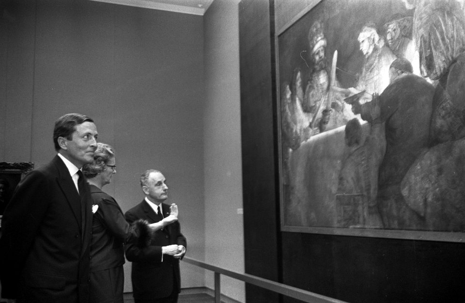 Opening Rembrandttentoonstelling in Rijksmuseum Amsterdam v.l.n.r. Klompe, Pr. C, Bestanddeelnr 922-7823