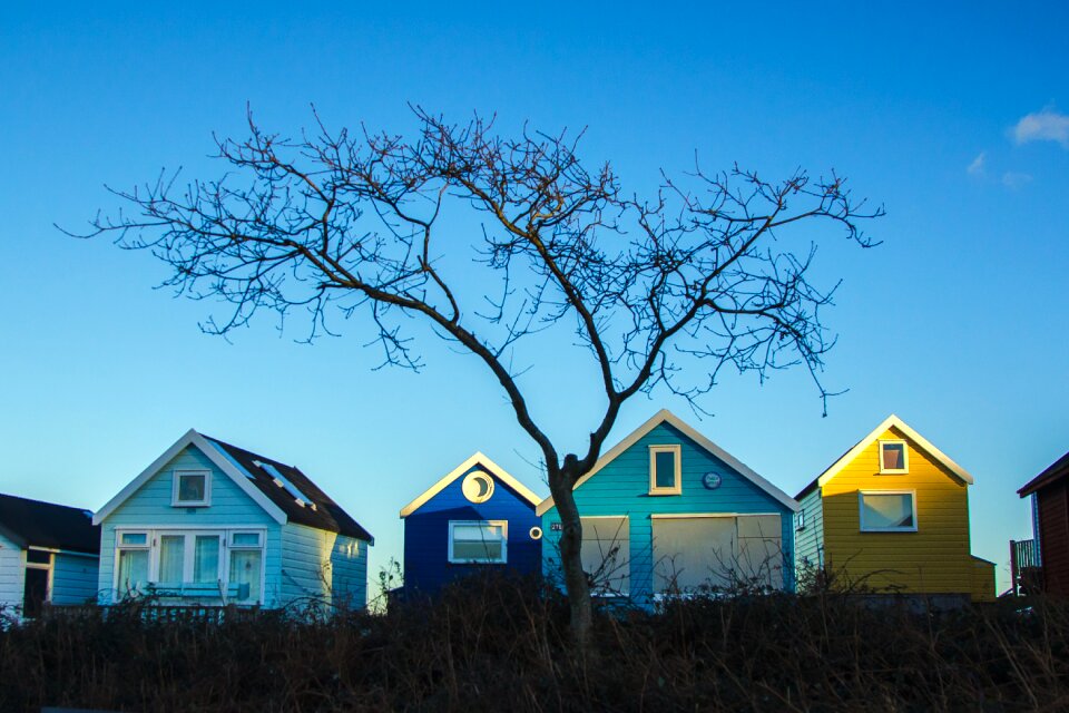 Cabins holiday in the evening