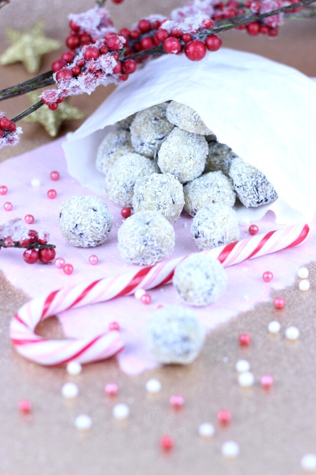 Chocolate balls candy cane poinsettia