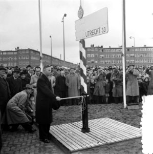Opening nieuwe weg naar Utrecht door Minister Algera, Bestanddeelnr 906-3702