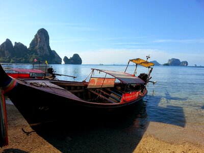 Thai boat railay beach photo