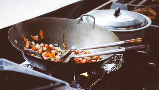 Asian food frying pan photo
