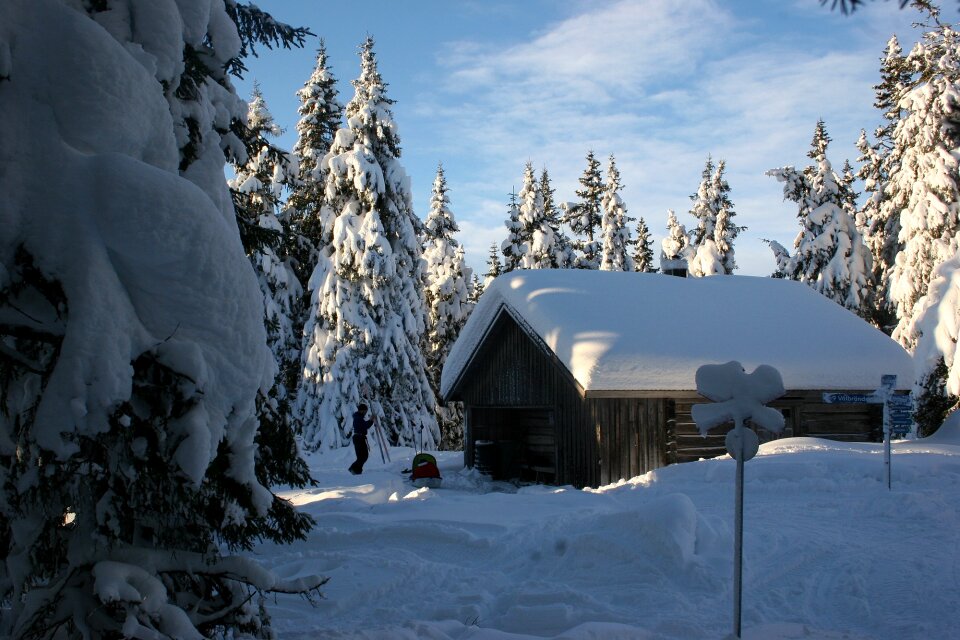 Snow cottage hiking