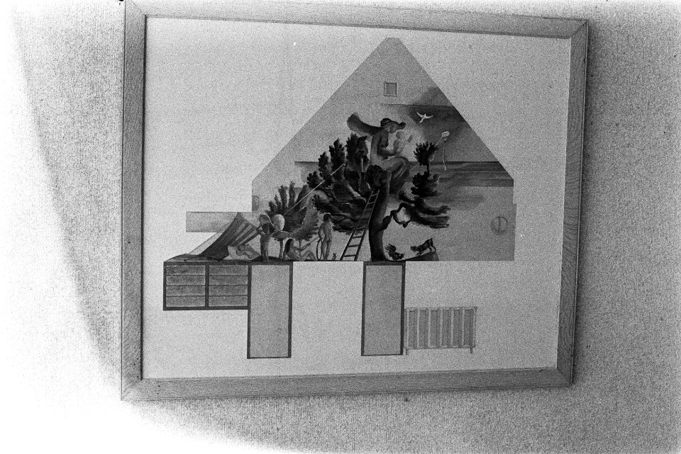 Opdracht Volkskrant schilderijen van Hollandse aquarellistenkring in Stedelijk , Bestanddeelnr 924-9930