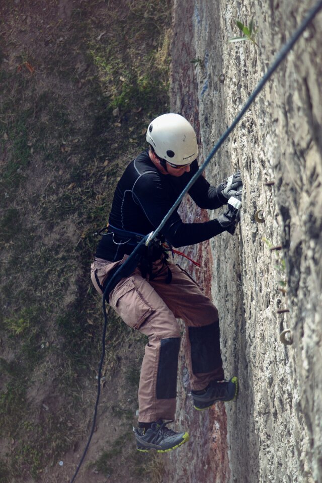 Mountain climbing rappelling sport