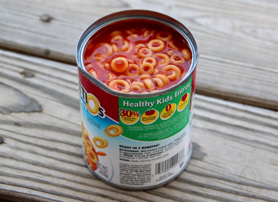 Opened can of SpaghettiOs