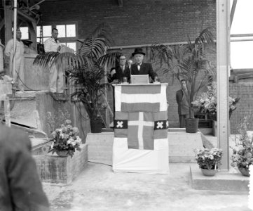 Opening door burgemeester dAilly Eerste Amsterdam Kalkmortelfabriek, Bestanddeelnr 906-3422