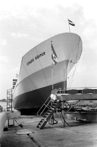 Opdracht Zaandlandse Scheepsbouwmaatschappij. Tewaterlating Leonard Bohmer, Bestanddeelnr 920-5319