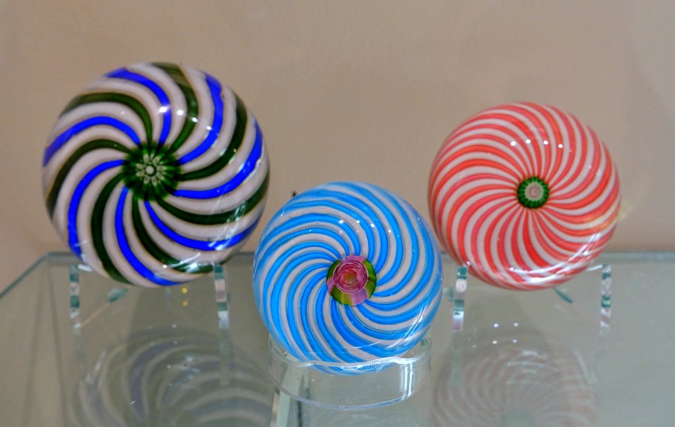 Paperweights by Cristallerie de Clichy, France, c. 1850, glass - Currier Museum of Art - Manchester, NH - DSC07718