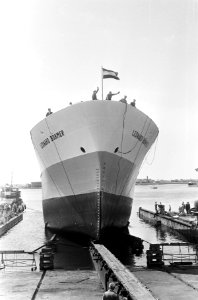 Opdracht Zaandlandse Scheepsbouwmaatschappij. Tewaterlating Leonard Bohmer, Bestanddeelnr 920-5318