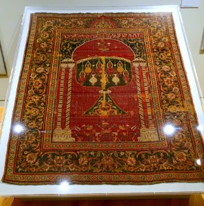 Parochet (torah curtain) with Hebrew inscription from Psalms CXVIII-20, Egypt, Cairo, Ottoman Empire, early 1600s, wool - Textile Museum, George Washington University - DSC09735