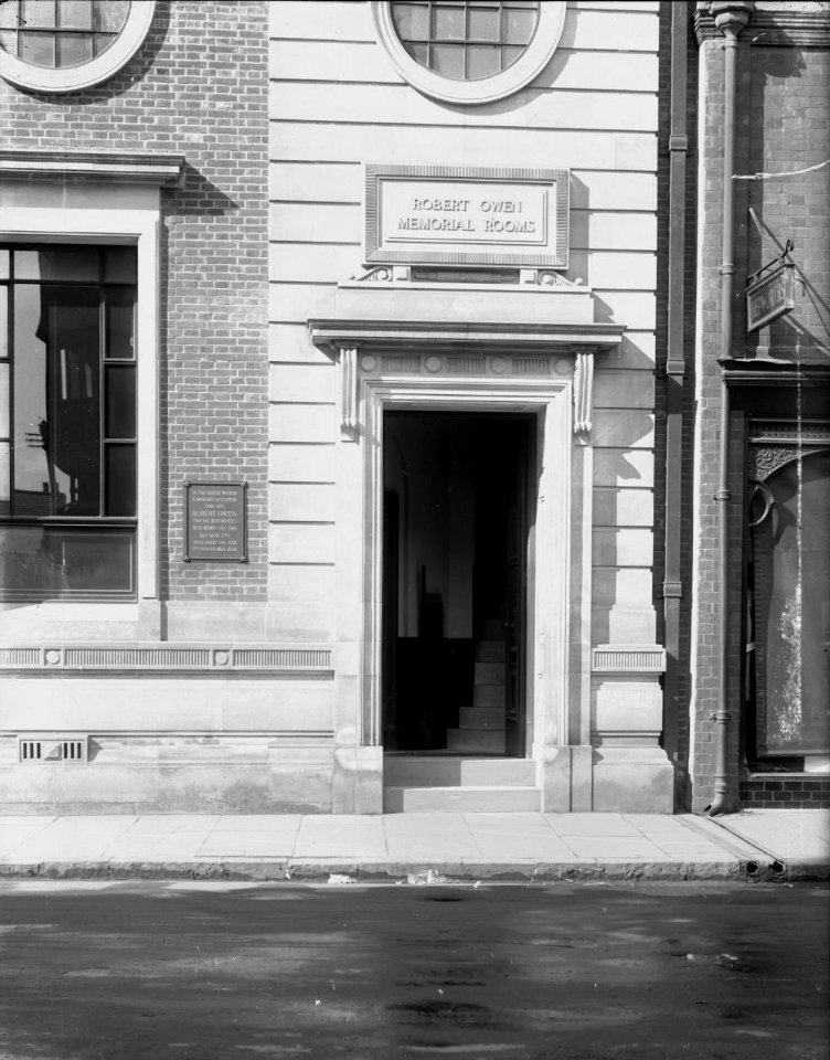 Part of frontage of the Robert Owen Memorial Rooms building (1293452)