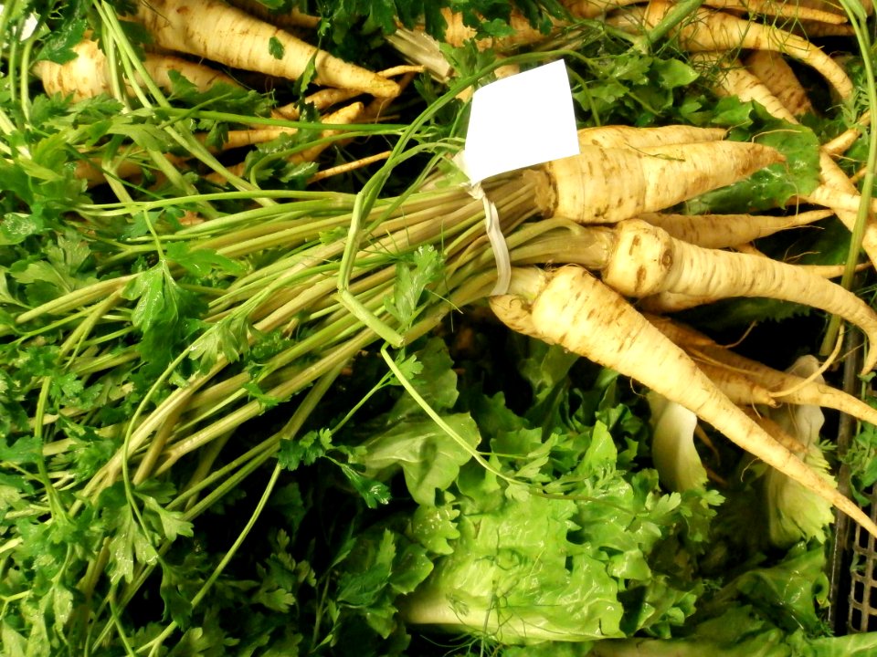 Parsnips with greens
