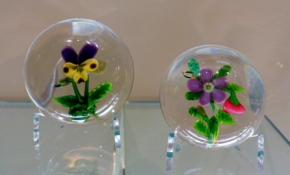 Paperweights by Cristallerie de Clichy, France, c. 1850, glass - Currier Museum of Art - Manchester, NH - DSC07726