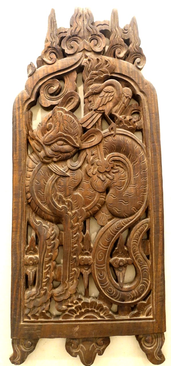 Panther and bird, Hai Ba Trung Temple, Vinh Phuc province, 17th century AD, wood - Vietnam National Museum of Fine Arts - Hanoi, Vietnam - DSC05003