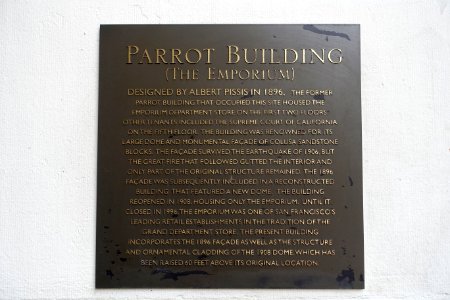 Parrot Building plaque - San Francisco, CA - DSC06536