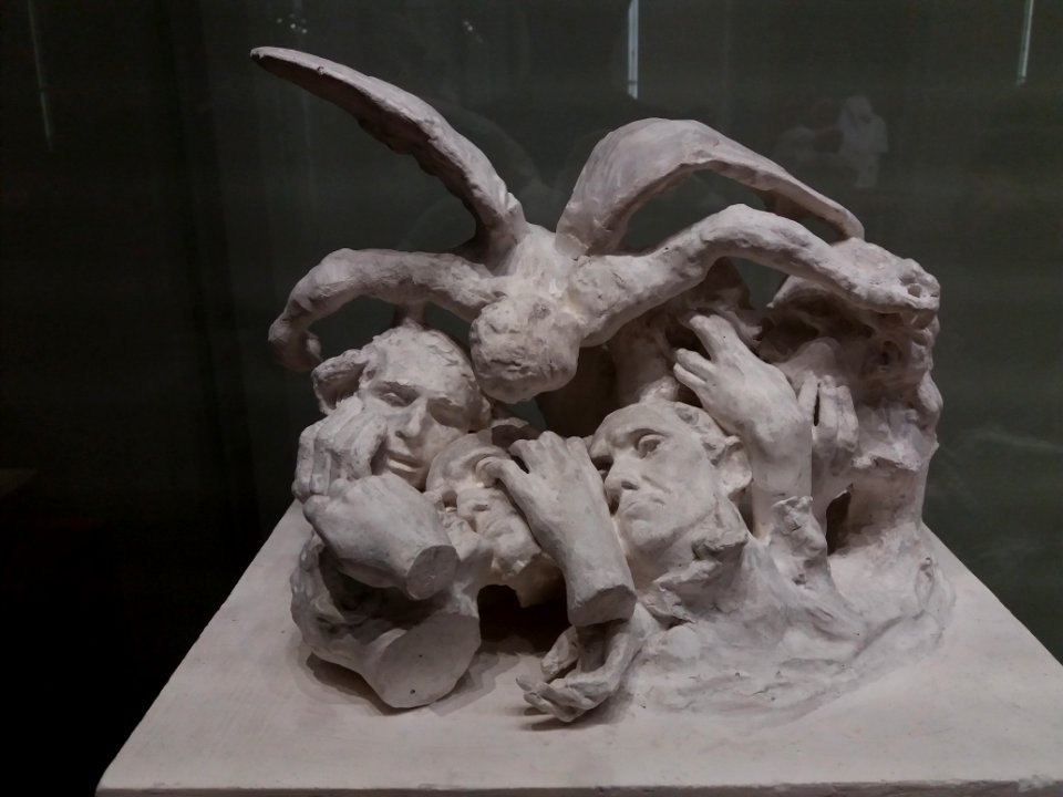 Paris 7e - Musée Rodin, Têtes et mains de bourgeois de Calais surmontées d'un génie ailé, S. 849