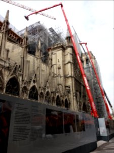 Paris 4e - Rue du Cloître Notre-Dame - Travaux de consolidation de la cathédrale après l'incendie 05