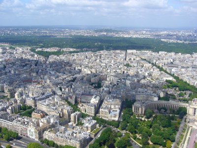 Paris View from the Eiffel Tower third floor Bois de Boulogne 2015