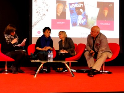 Paris, Salon du Livre 2015 (14) dialogue Olga Tokarckzuk - Eric-Emmanuel Schmitt