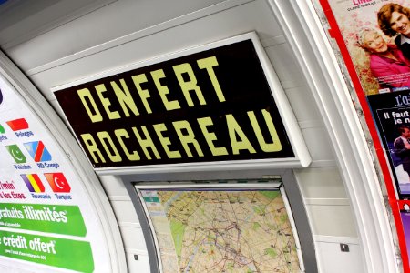 Paris Metro 4 Denfert Stationsschild