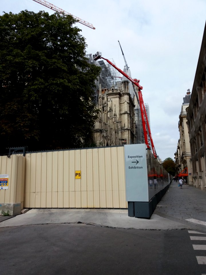 Paris 4e - Rue du Cloître Notre-Dame - Travaux de consolidation de la cathédrale après l'incendie 04