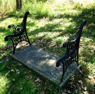 Park bench missing horizontal boards