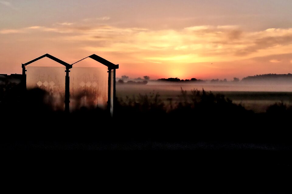 Nature sunrise bus stop