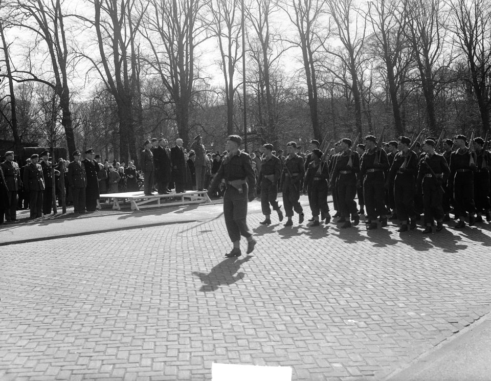 Parade en inspectie te Haarlem Regiment Betuwe, Bestanddeelnr 904-4810