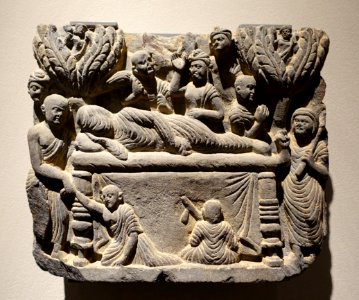 Parinirvana of the Buddha, Gandhara, 3rd century AD, schist - Ethnological Museum, Berlin - DSC01640 photo